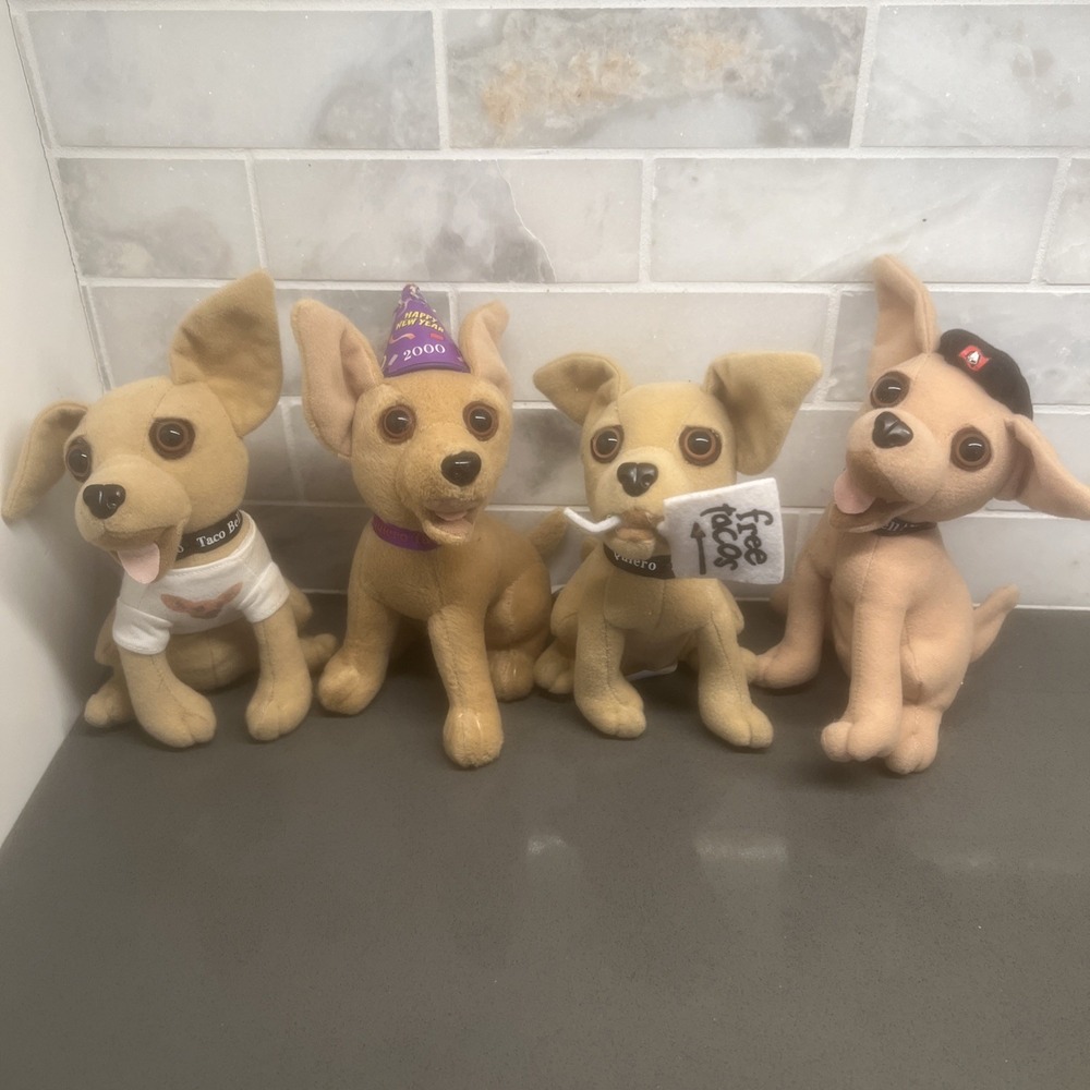 4-Vintage Taco Bell Chihuahua Plush (NOT WORKING)Talking Dogs Yo Quiero 1990s